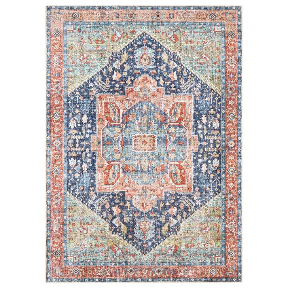 Surya Amelie AML-2311 5"3" x 7"3" Navy, Peach, Green, Coral, Beige and Blush Area Rug, , large