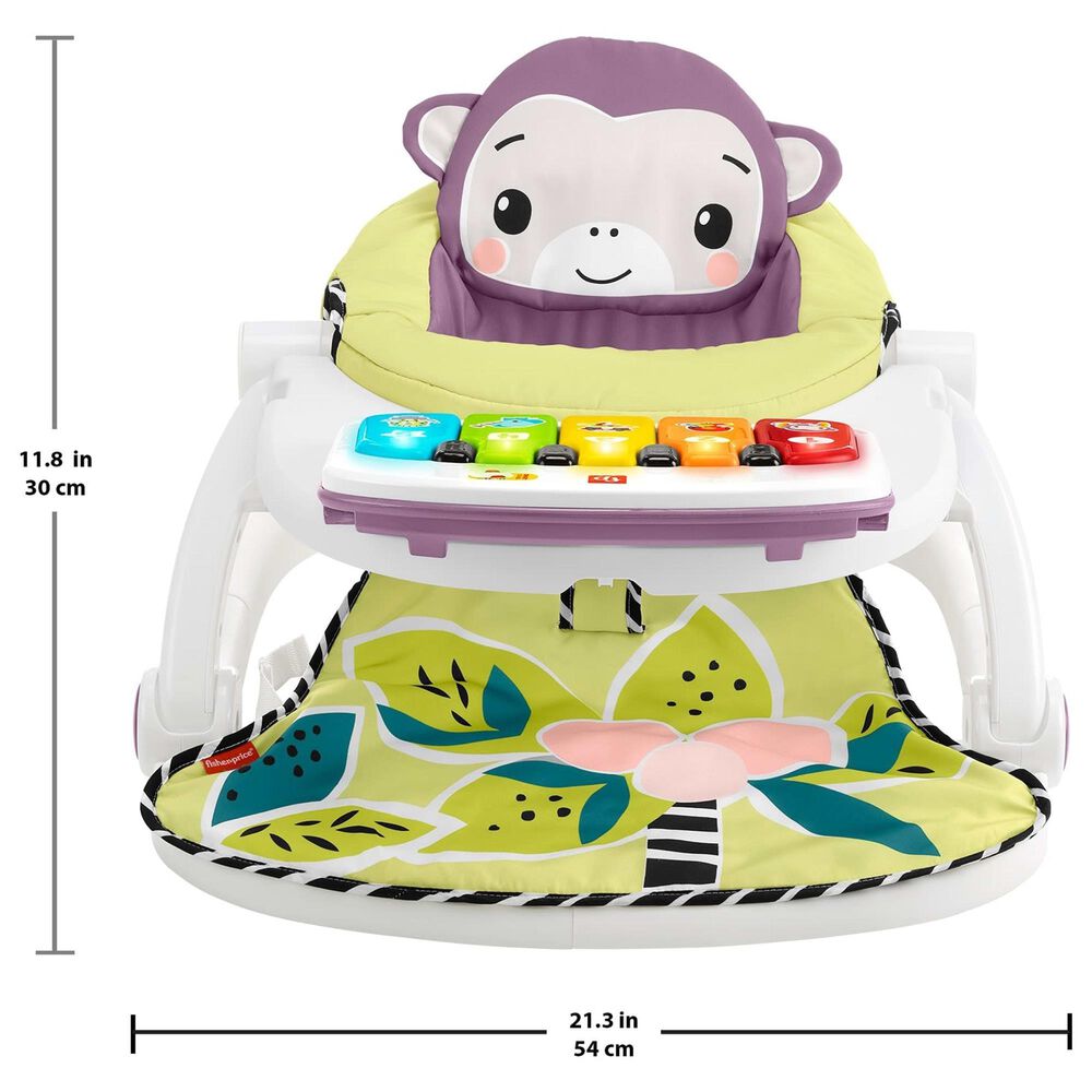Fisher Price Monkey Baby Chair Kick and Play Deluxe Sit-Me-Up Seat in Purple and Multicolor, , large