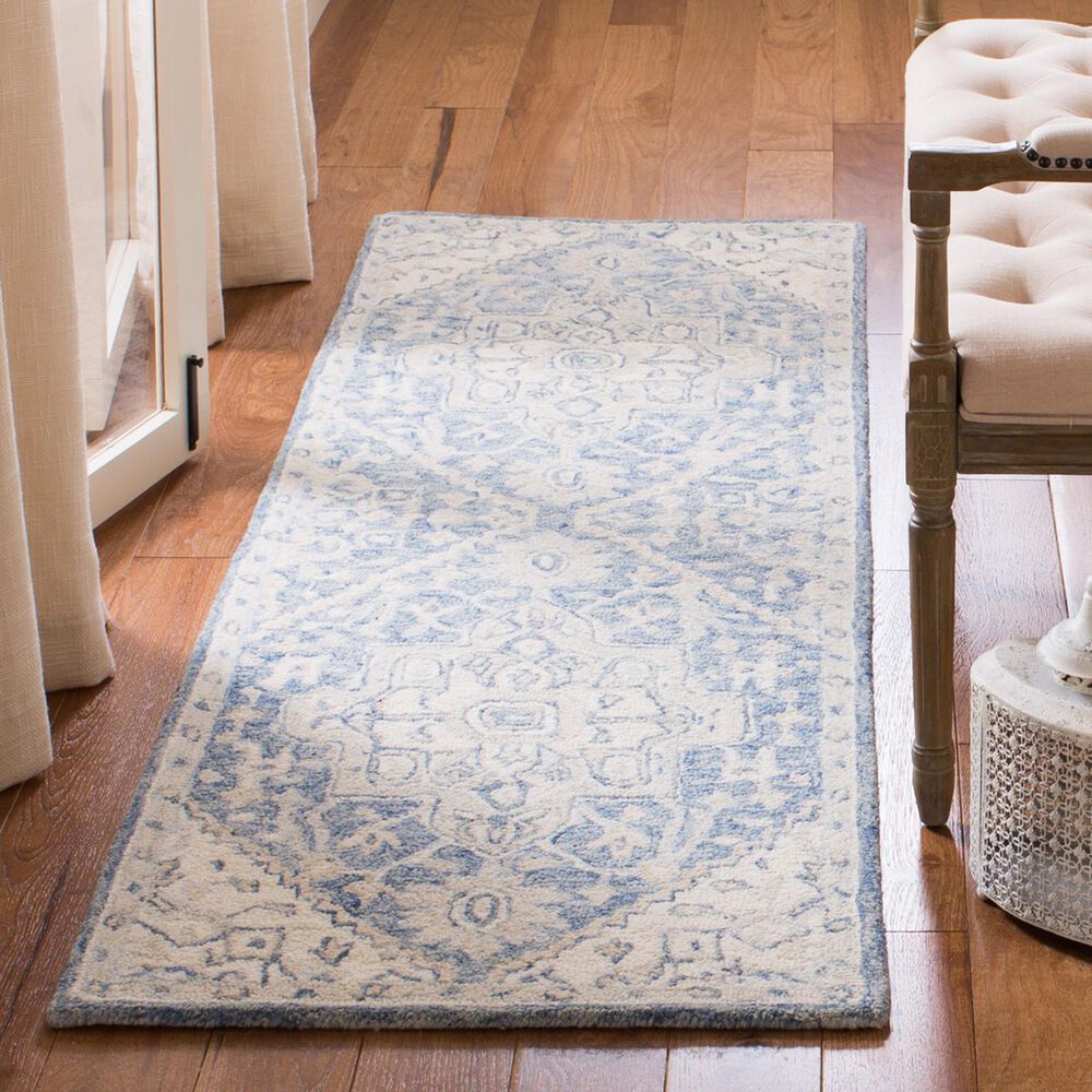 Safavieh Micro-Loop MLP503M 2&#39;3&quot; x 11&#39; Blue and Ivory Runner, , large
