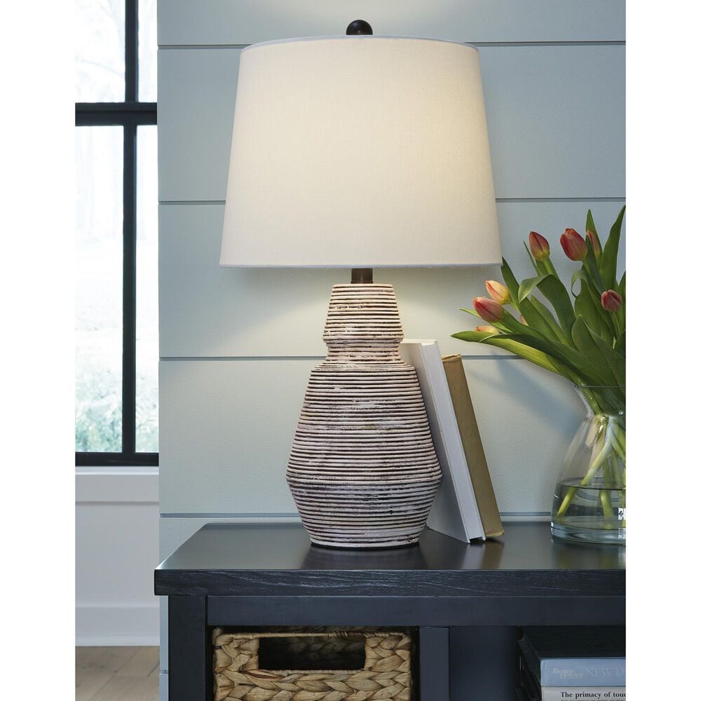 Ashley Jairburns Table Lamp in Distressed Brick Red and White &#40;Set of 2&#41;, , large