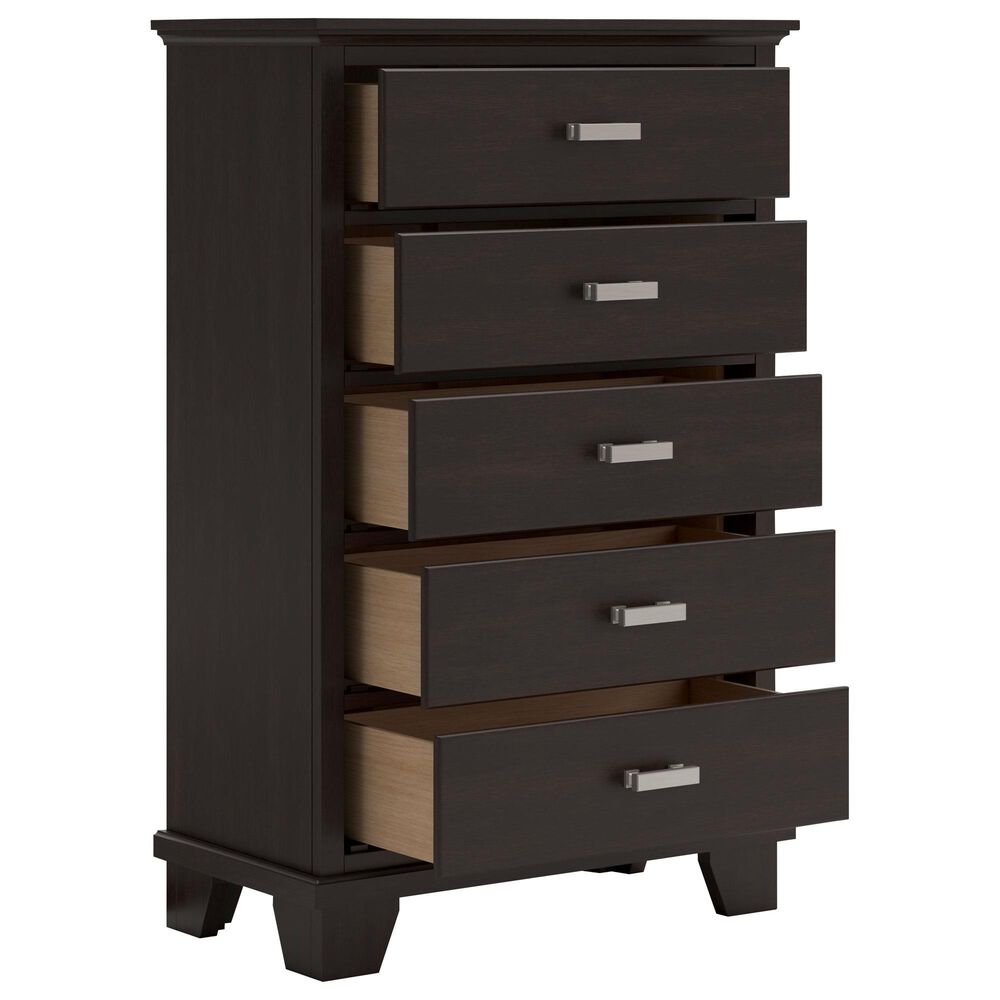 Ashley Covetown 5-Drawer Chest in Dark Brown, , large