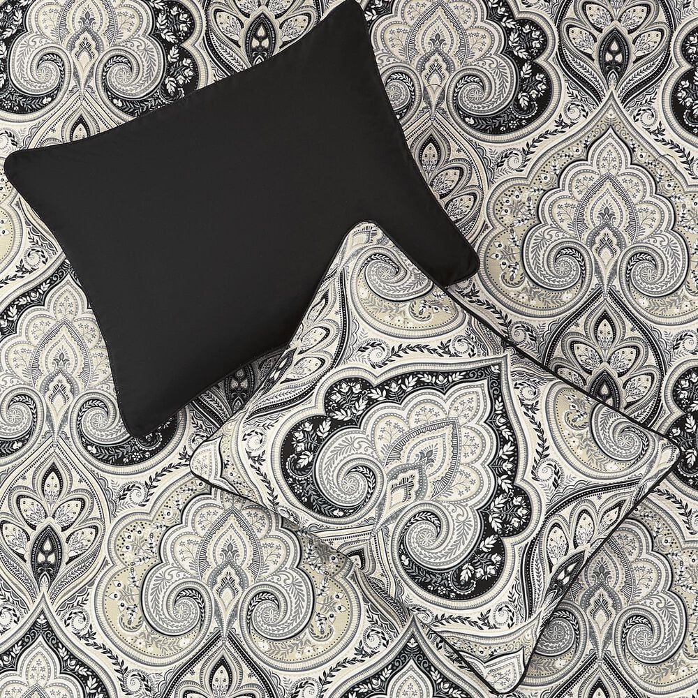 Royal Court Messina 3-Piece Full/Queen Comforter Set in Black, Grey and Silver, , large