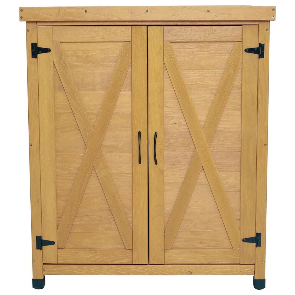 HOMLUX Potting Bench with Storage Cabinet in Brown, , large