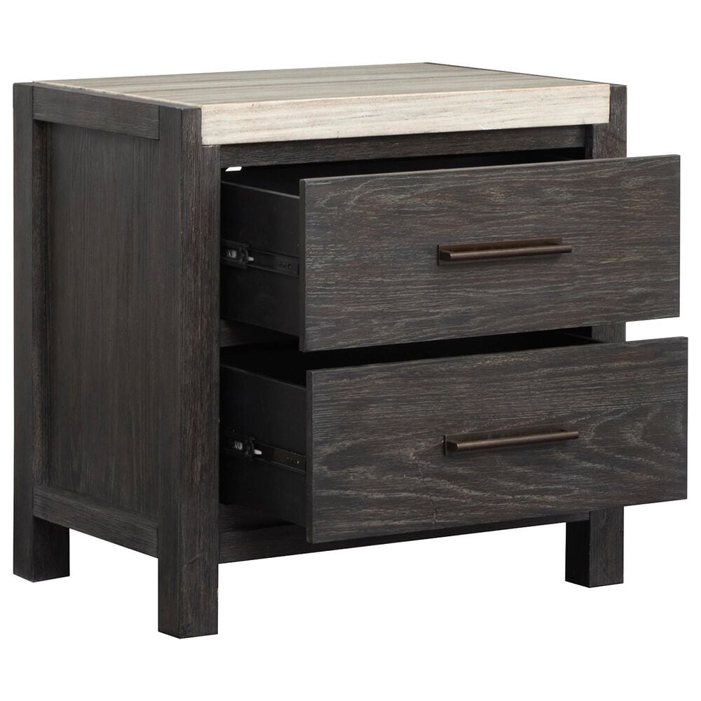 Nicolette Home Plum Creek Queen Upholstered Panel Bed with Two Nightstands in Ravenwood Black, , large