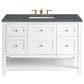 James Martin Vanities Breckenridge 48" Single Bathroom Vanity in Bright White with 3 cm Parisien Bleu Quartz Top and Rectangular Sink, , large