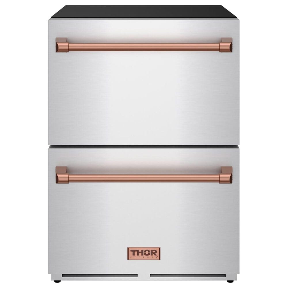 Thor Kitchen Gordon Ramsay 5.4 Cu. Ft. Undercounter Drawer Refrigerator with Rose Gold Handle Kit in Stainless Steel, , large