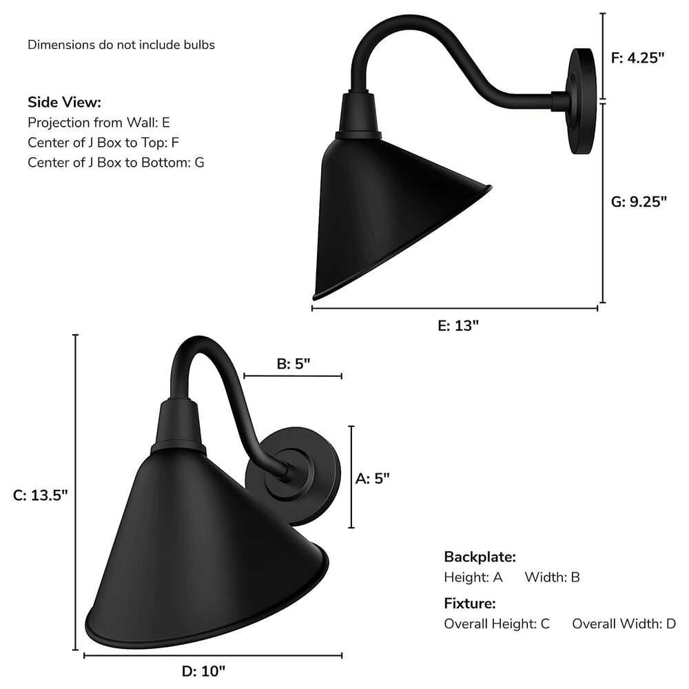 Hunter Cassius 1-Light Outdoor Medium Wall Light in Matte Black, , large