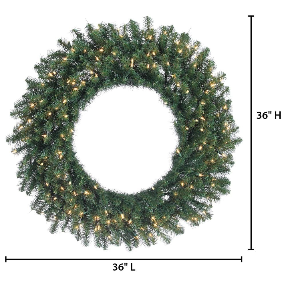 The Gerson Company 24&quot; Pre-Lit Canadian Pine Artificial Christmas Wreath with White LED Lights Wreath in Green, , large