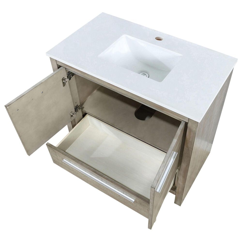Lexora Home Lafarre 36&quot; Single Bathroom Vanity in Rustic Acacia with 2 cm White Cultured Marble Top and Rectangular Sink, , large