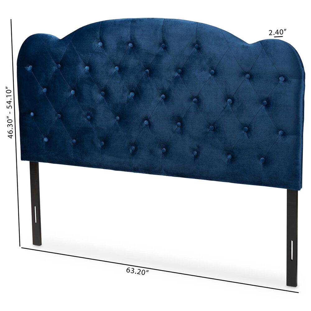 Baxton Studio Clovis Queen Upholstered Panel Headboard in Navy Blue, , large