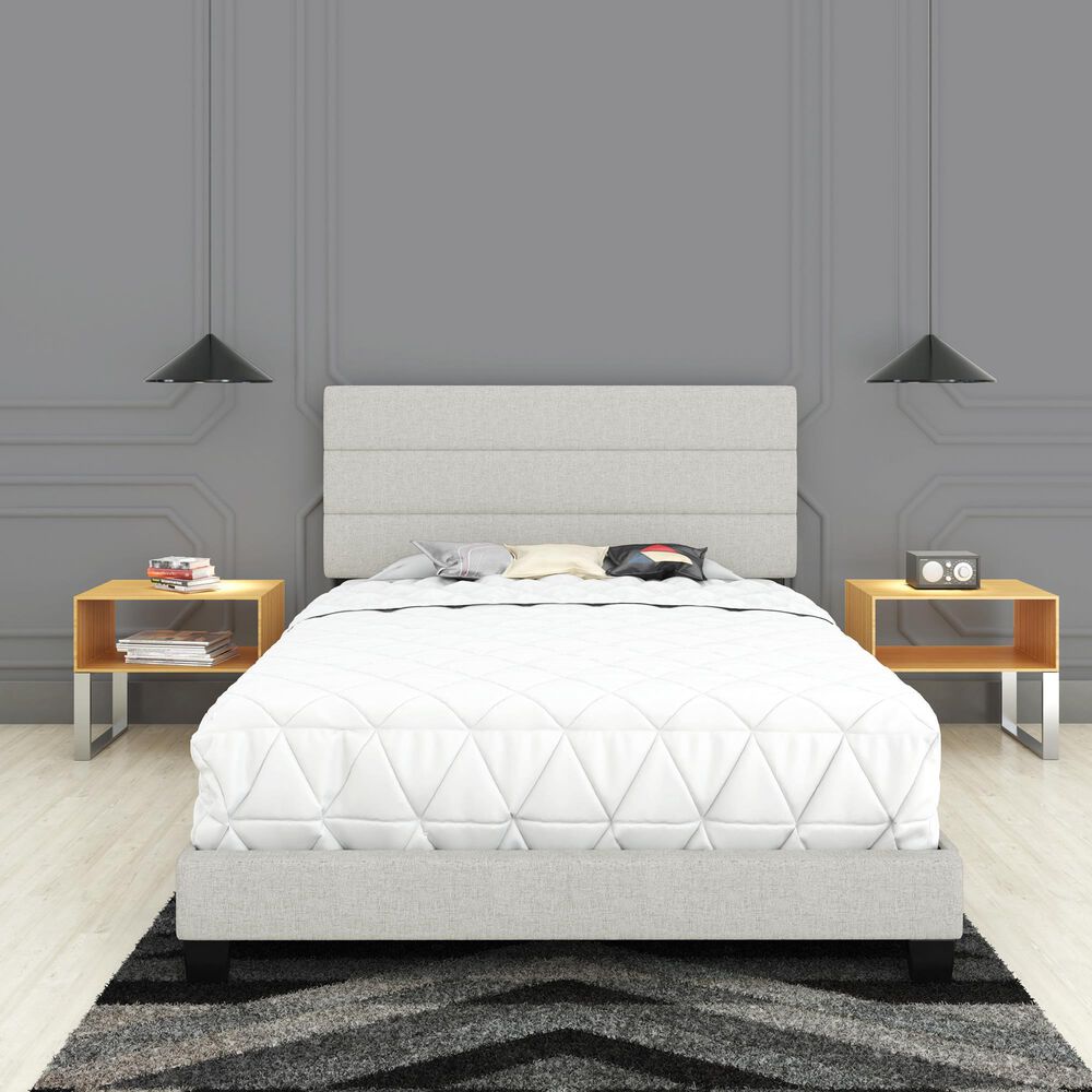Accent Sicily Queen Upholstered Platform Bed in White, , large