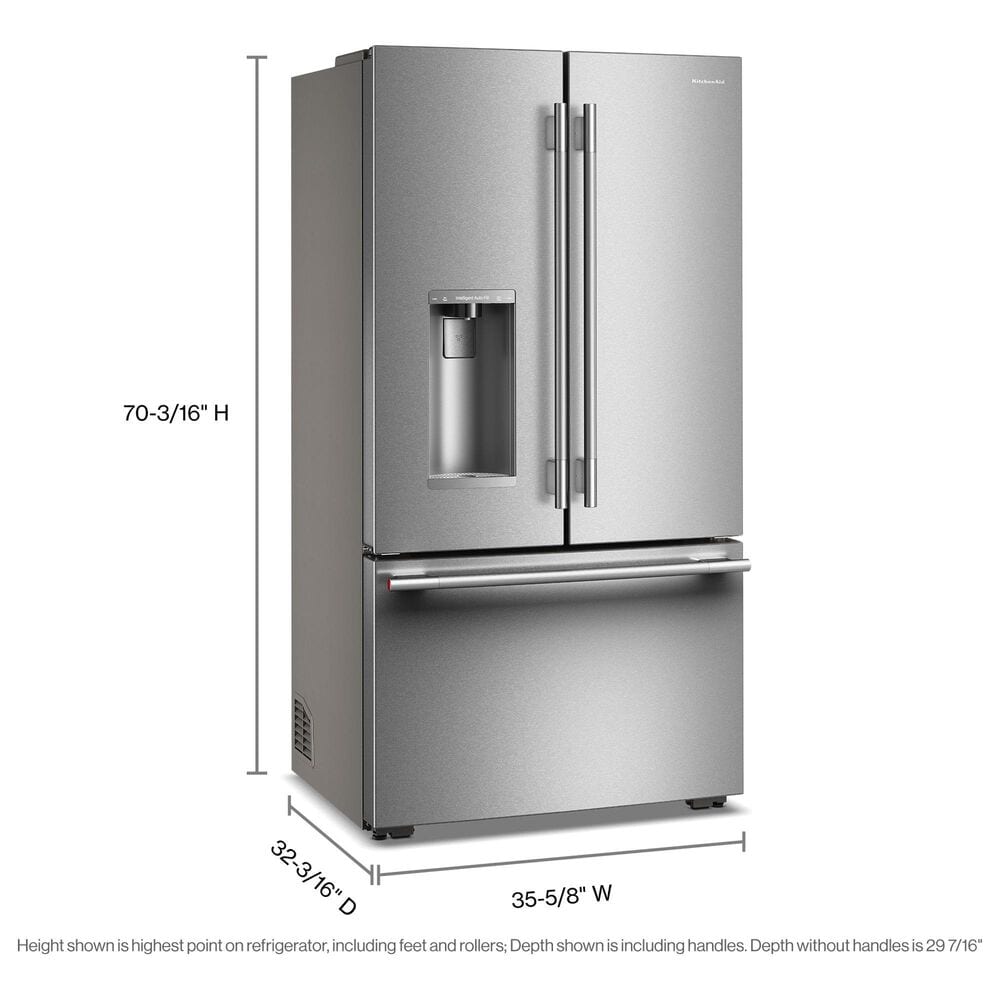 KitchenAid 23 Cu. Ft. Counter-Depth French Door Refrigerator in Fingerprint Resistant Stainless Steel, , large