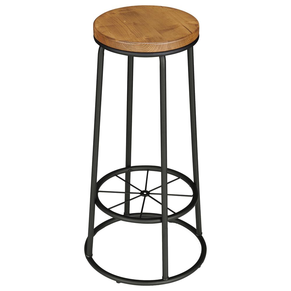 Furniture of America Whitehead Barstool in Warm Oak/Black (Set of 2), , large