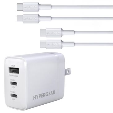 Hypercel 45W PD Wall Charger + 6ft USB-C to USB-C Cable in White, , large