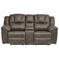 Ashley Lowilla Manual Double Reclining Loveseat with Console in Driftwood, , large