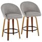 LumiSource Matisse 26" Swivel Counter Stool with Grey Fabric Upholstery in Walnut and Black (Set of 2), , large