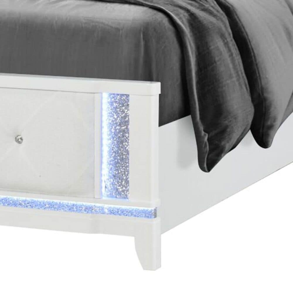Global Furniture USA Alina Queen Panel Bed with LED in White, , large