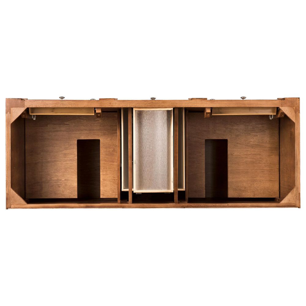 James Martin Vanities Bristol 60" Double Bathroom Vanity in Saddle Brown with 3 cm Eternal Jasmine Pearl Silestone Top, Rectangular Sinks and FreePower Wireless Charger, , large