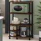 HOMLUX Turn-N-Tube 4-Tier Kitchen Storage Cart in Amber Pine and Black, , large
