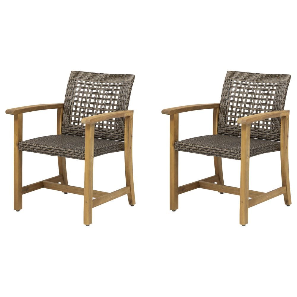 Hearth and Haven Hampton Outdoor Dining Chair in Brown (Set of 2), , large