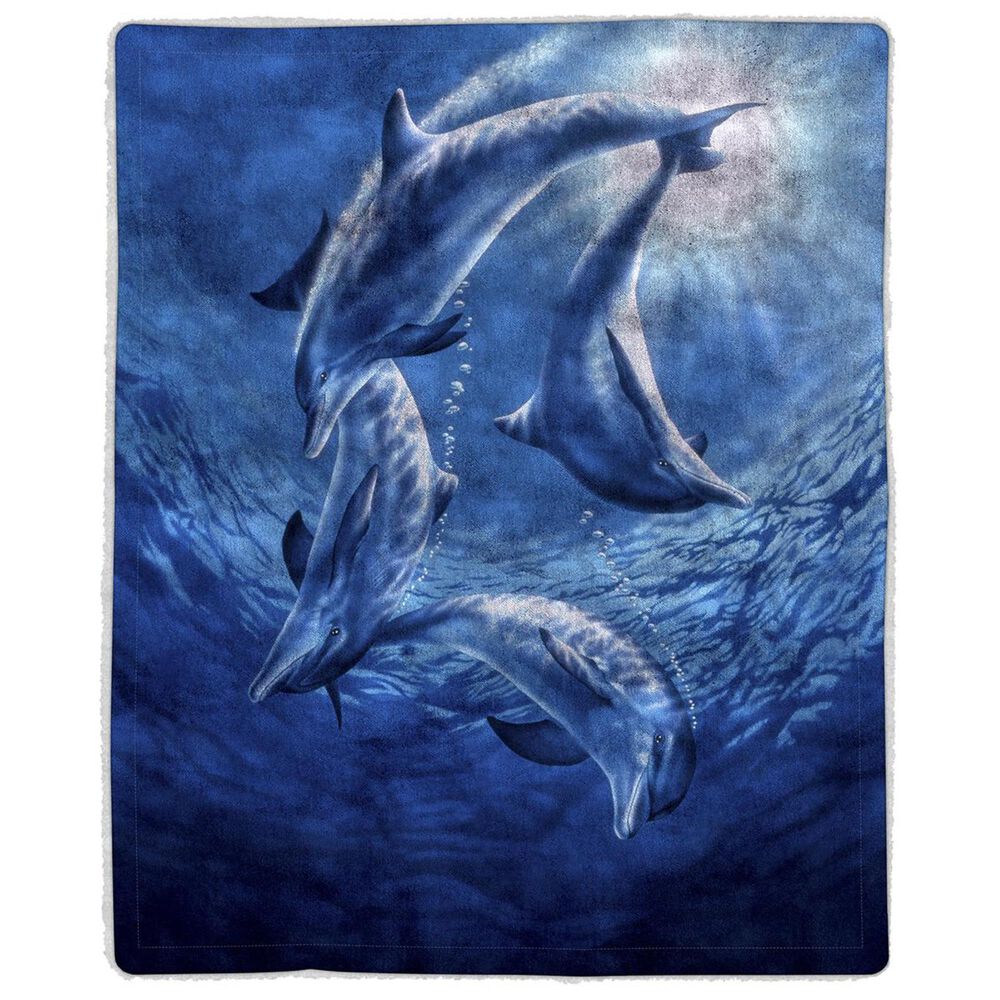 Timberlake Lavish Home Ocean Dolphin Pattern Fleece, , large