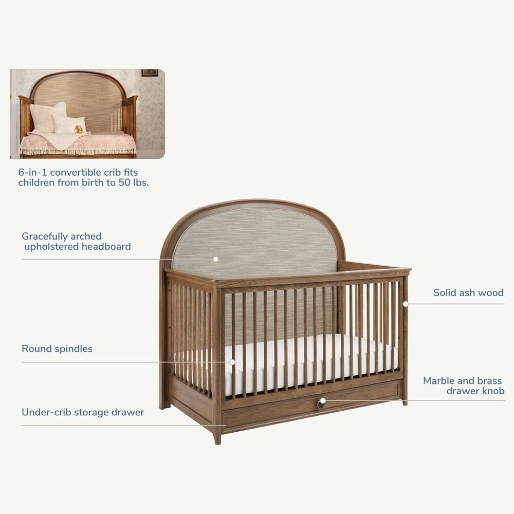 Maxi Cosi Quiet Luxury 6-in-1 Convertible Crib in Dolce Oak, , large