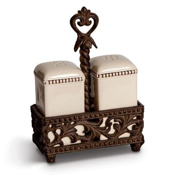 The Gerson Company GG Collection Metal Salt/ Pepper Shaker & Caddy, , large