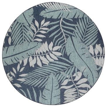 Nourison Garden Oasis GOA02 Navy 8" Round Indoor/Outdoor Area Rug, , large