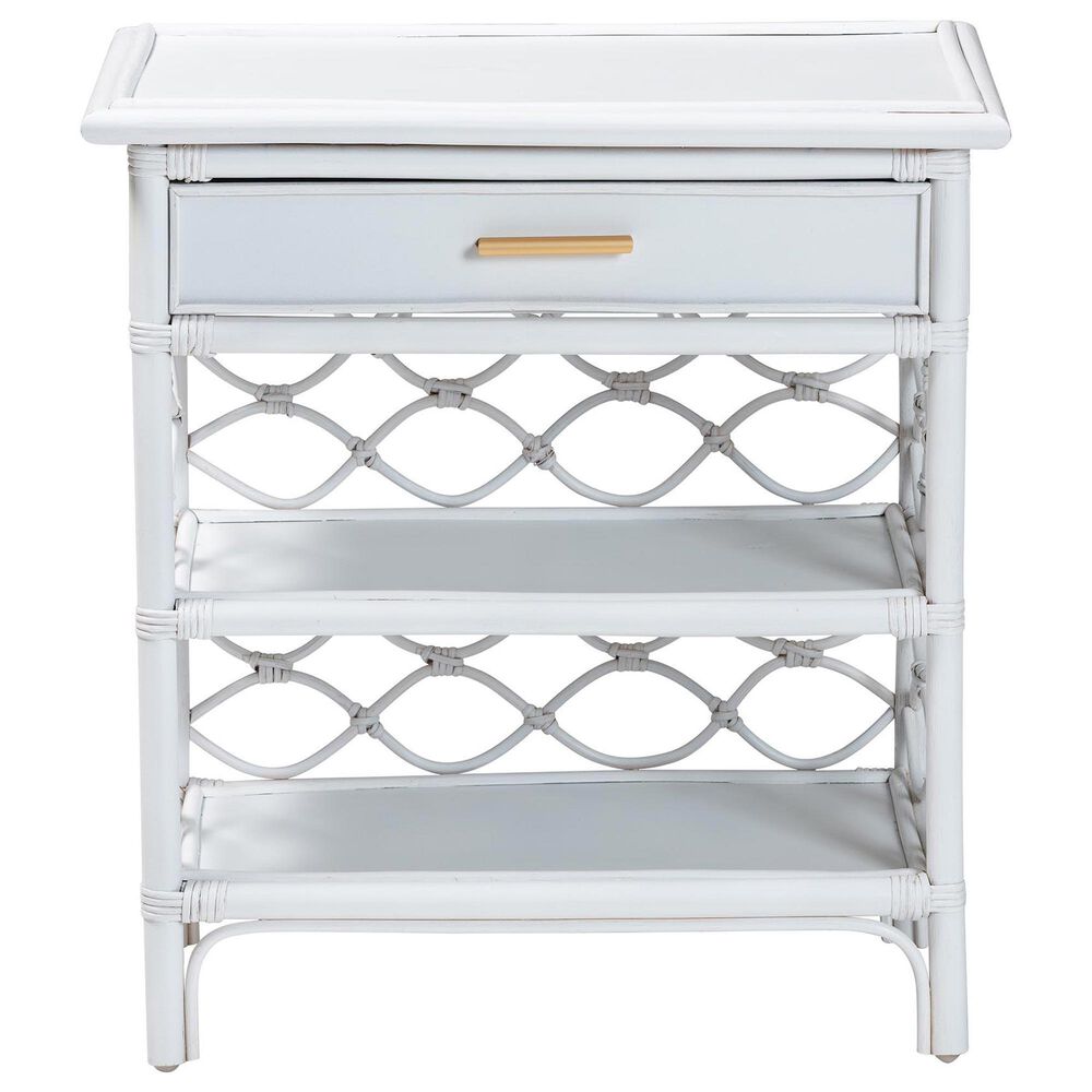 Baxton Studio Akane 1-Drawer Nightstand in White, , large