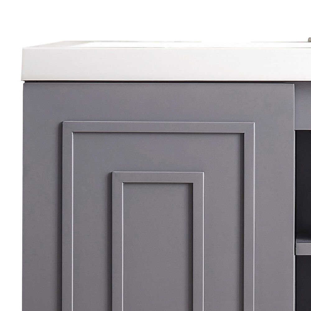 James Martin Vanities Alicante 39.5&quot; Single Bathroom Vanity in Grey Smoke with 5 cm White Glossy Resin Top and Rectangular Sink, , large