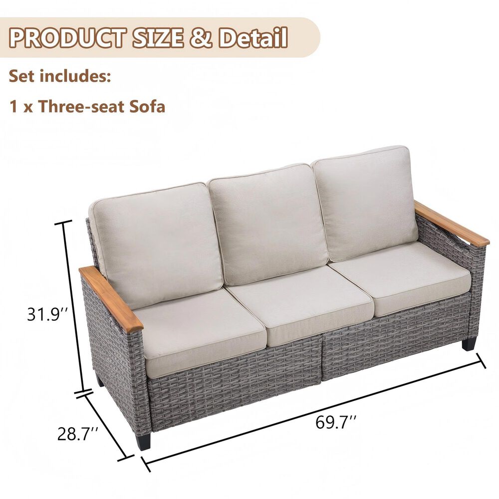 Sunwell Garden 6-Piece Patio Chat Set with Two Ottoman in Beige, , large