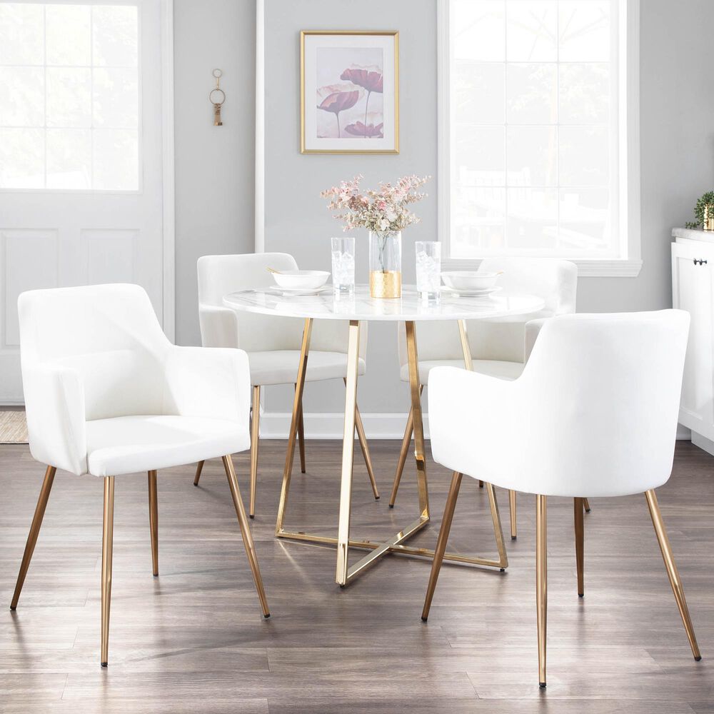 Lumisource Andrew Dining Chair in Cream/Gold &#40;Set of 2&#41;, , large