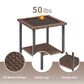Sunwell Garden 18" Patio Square Side Table with Glass Top in Brown, , large