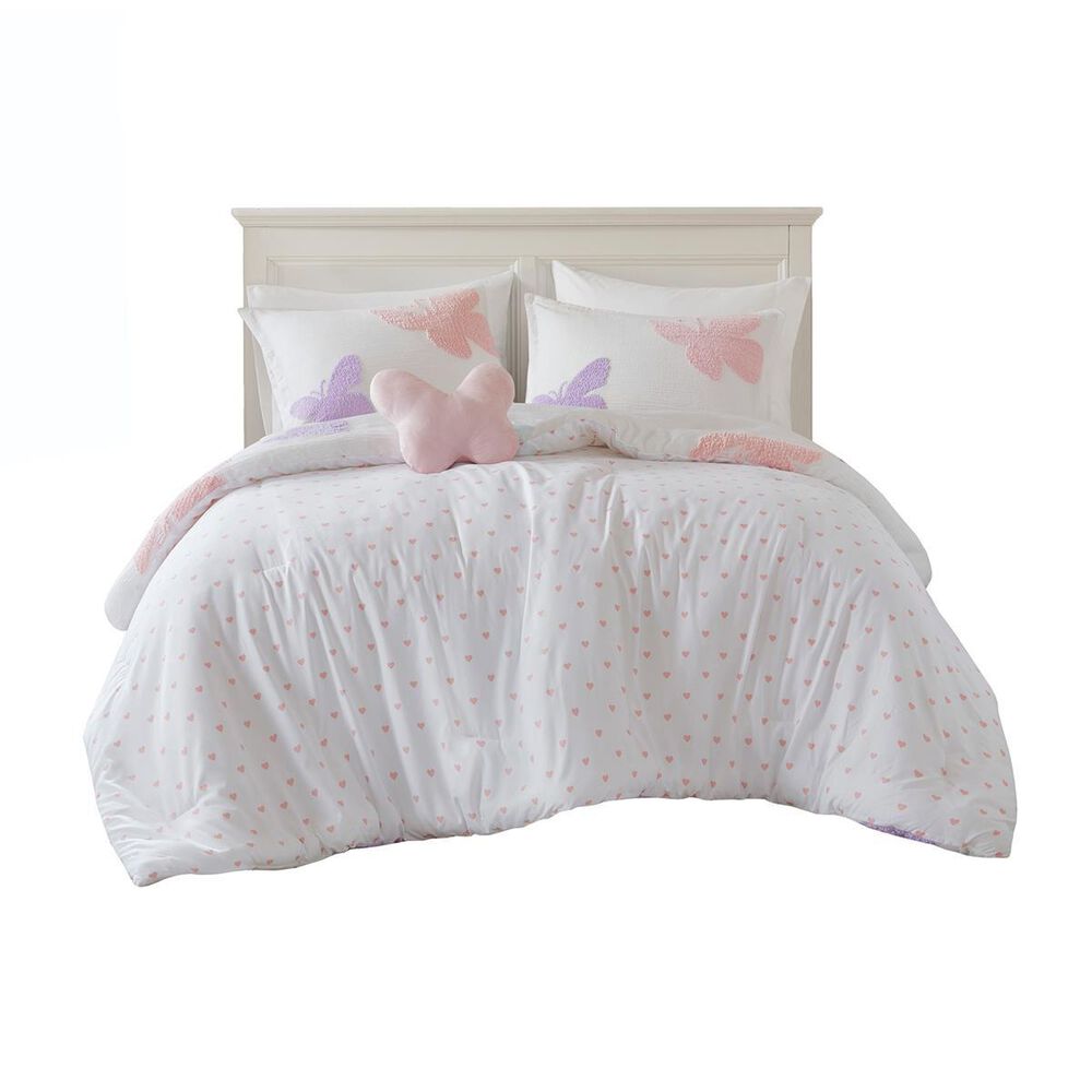 Hampton Park Rio 4-Piece Full/Queen Comforter Set in Purple, Blush Pink and Bright White, , large
