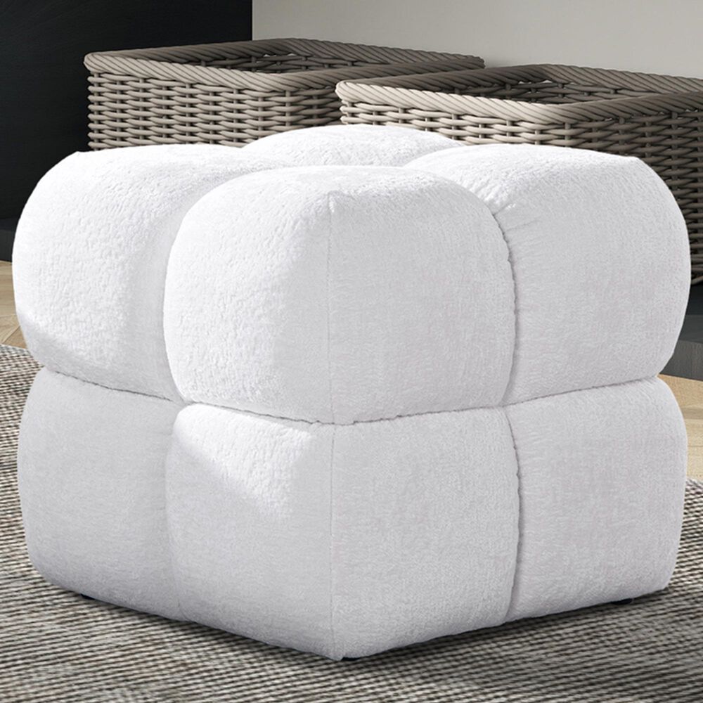Jennifer Taylor Home Pixel Pouf Ottoman in Almond White, , large
