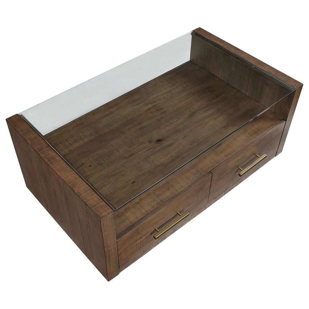 Crystal City Garland Castered Glass Top Coffee Table in Toffee, , large