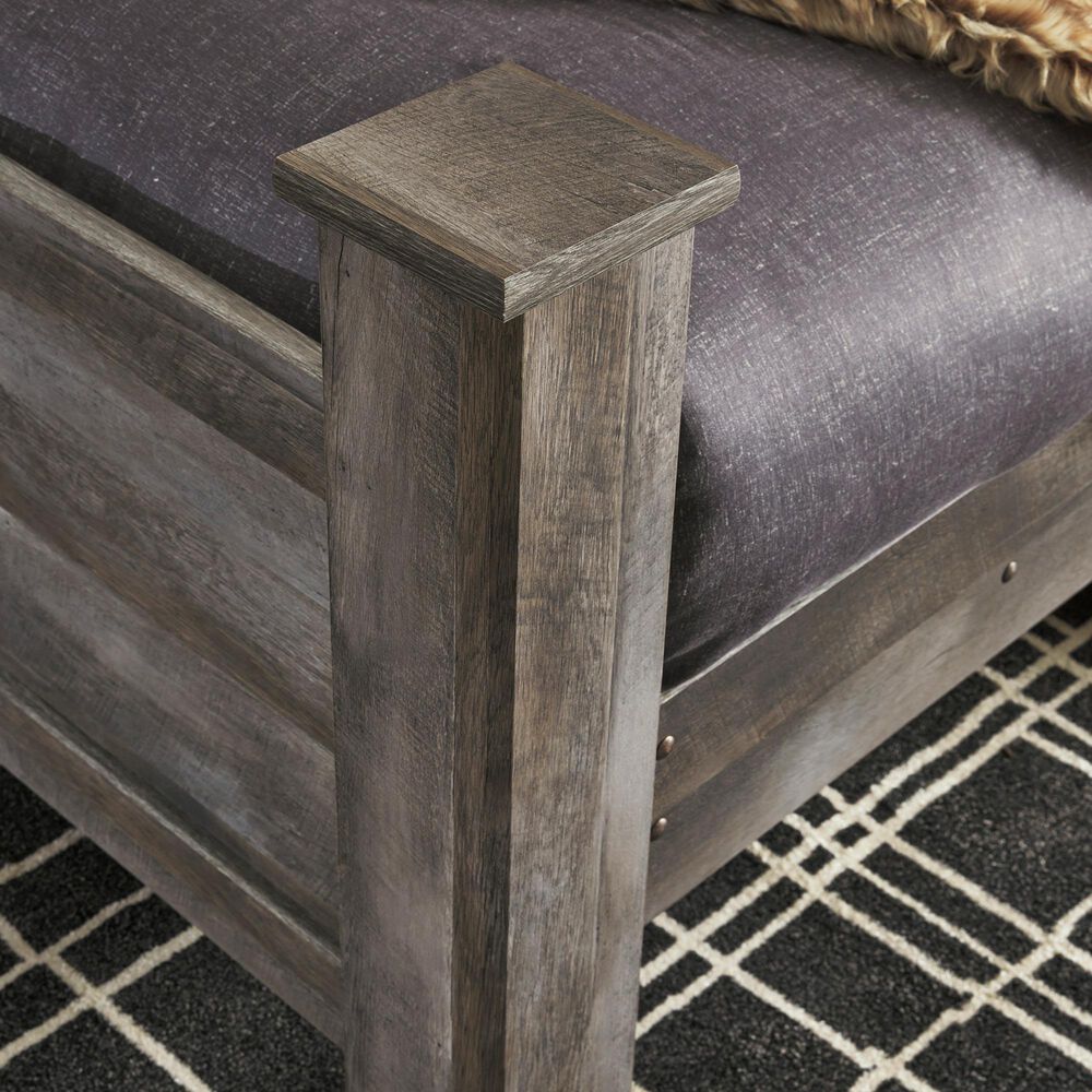 Ashley Wynnlow Queen Upholstered Poster Bed in Gray, , large