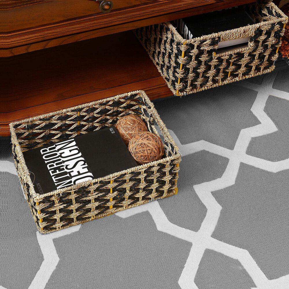 Timberlake Nesting Wicker Basket in Black and Natural &#40;Set of 4&#41;, , large