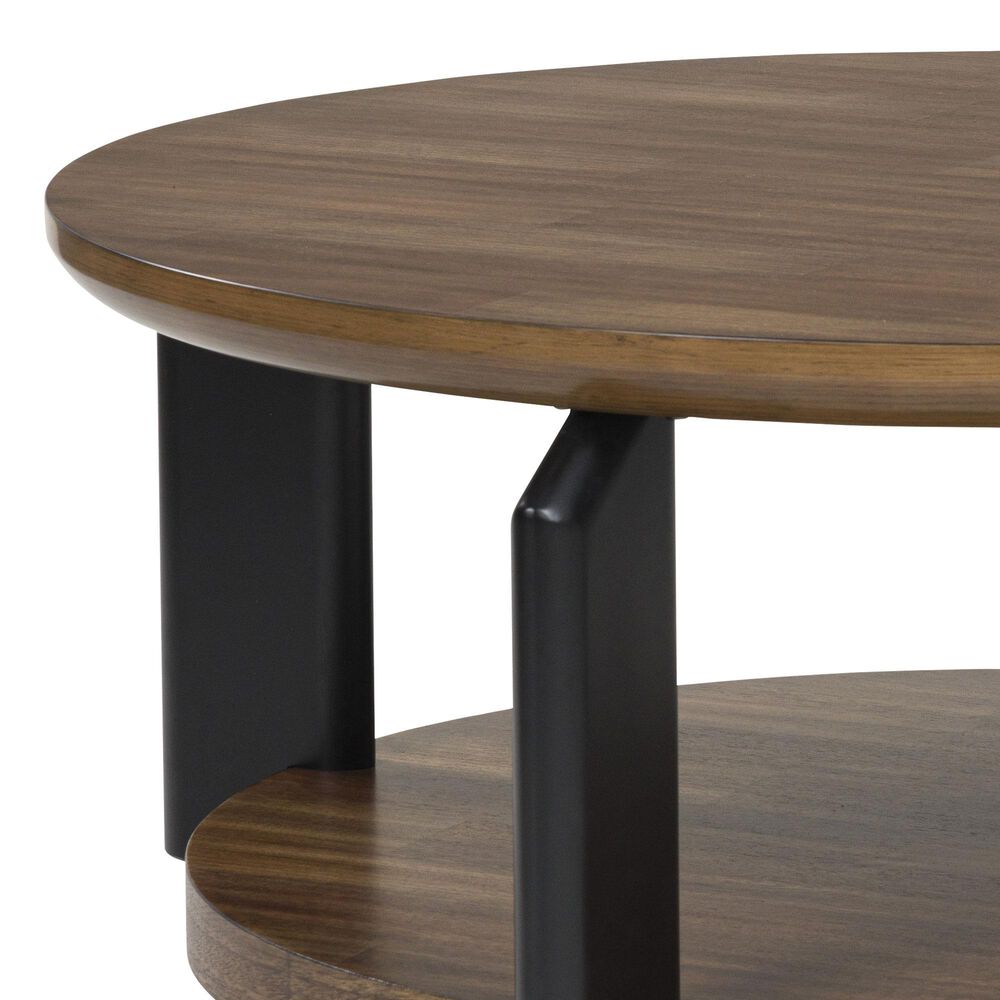 Ashley Kraeburn Round Cocktail Table in Brown and Black, , large