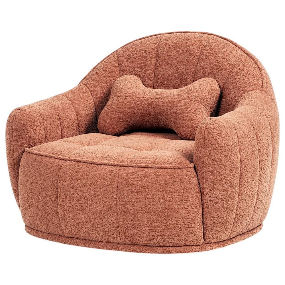 Jennifer Taylor Home Louie 30.5" Modern Dog Sofa Bed with Bone Pillow in Spice Orange, , large