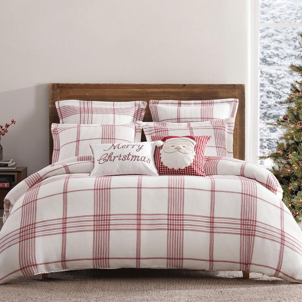 Levtex Waffle Plaid 3-Piece King/California King Comforter Set in Peppermint Red and Cream, , large