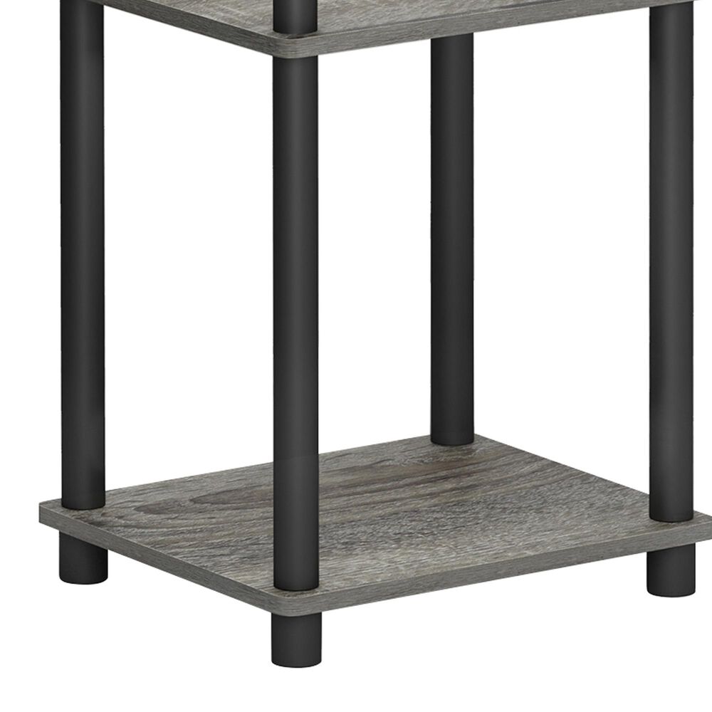 HOMLUX 3-Tier Turn-N-Tube End Table in French Oak Grey and Black (Set of 2), , large