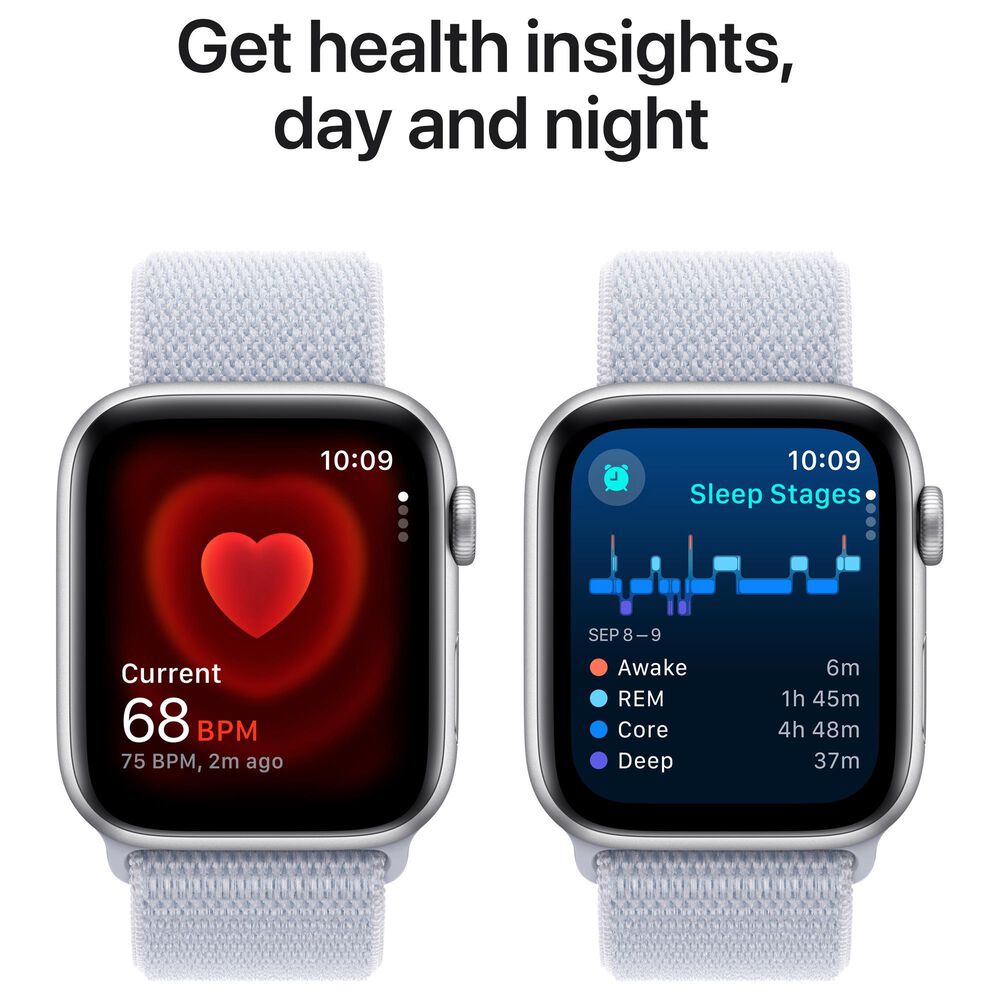 Apple Watch SE GPS 44mm Silver Aluminum Case with Blue Cloud Sport Loop, , large