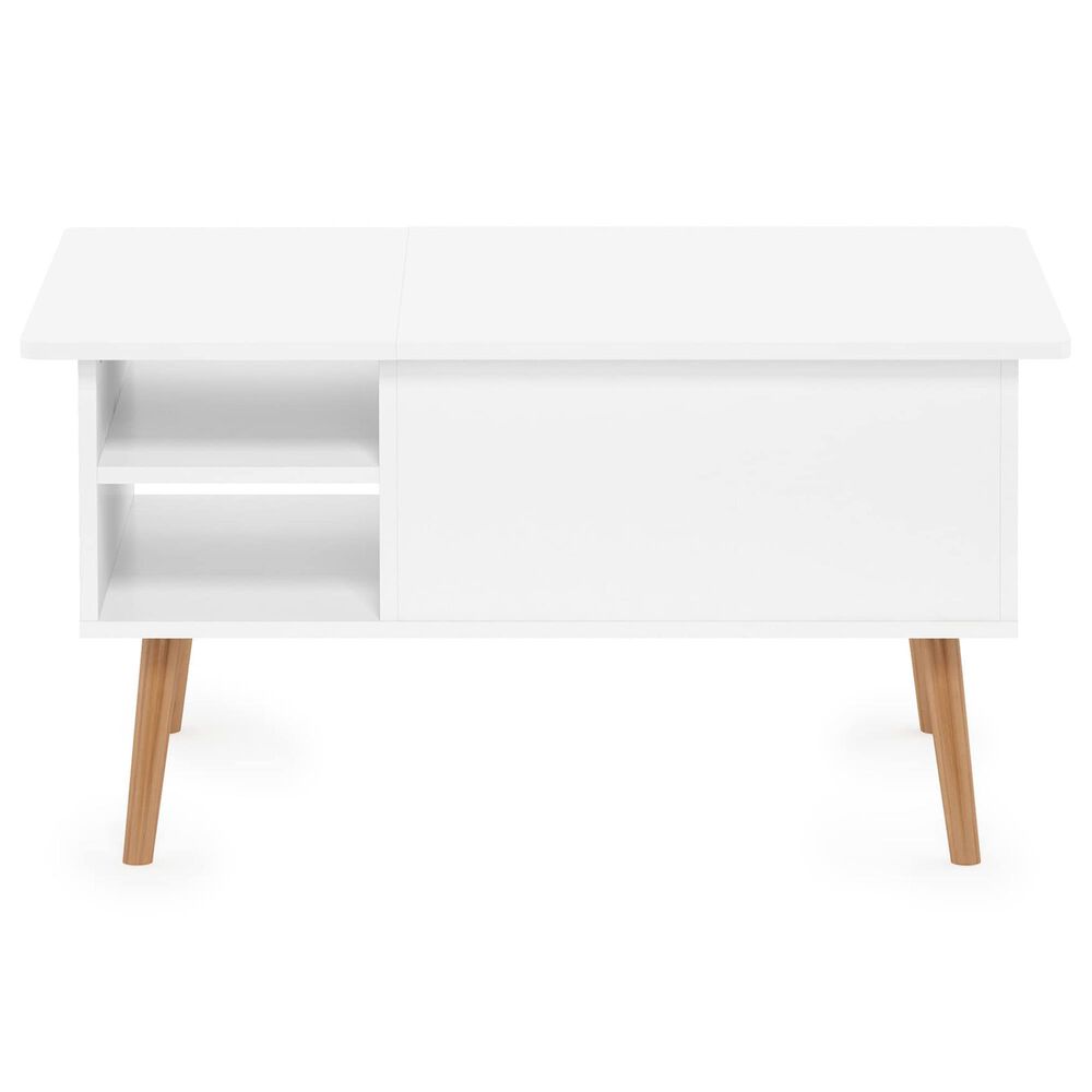 HOMLUX 2-Tier Lift Top Coffee Table in White, , large