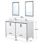 Lexora Home Ziva 60" Double Bathroom Vanity in White with 2 cm White Cultured Marble Top and Rectangular Sinks, , large