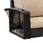 Hearth and Haven Go Outdoor 3-Seater PE Rattan Wicker Porch Swing Bench in Beige, , large