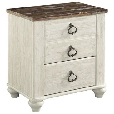 Ashley Willowton 2 Drawer Nightstand in White Washed, , large