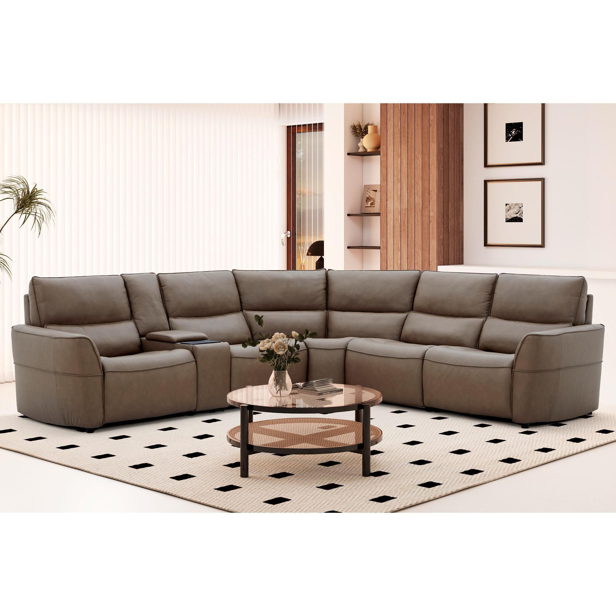 Interlochen 6-Piece Leather Power Reclining Sectional with Power