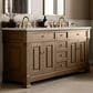 James Martin Vanities Brookfield 72" Double Bathroom Vanity in Pecan with 3cm Eternal Jasmine Pearl Quartz Top and Rectangular Sinks, , large