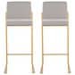 LumiSource Fuji High Back Barstool with Grey Fabric in Gold (Set of 2), , large